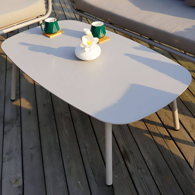 Seilgeflochtener moderner Patio-Sofa-Kombination wasserdicht mit Metallrahmen - 2-teiliges Set (1 3-Personen-Sofa & 1 Couchtisch)