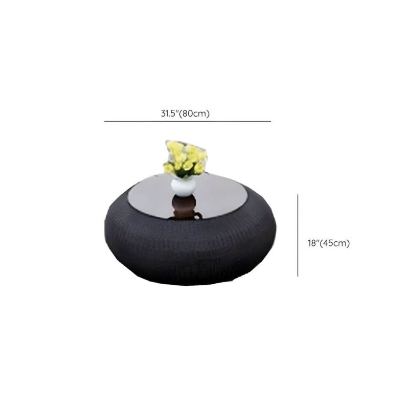 Dimension of Dark Brown Rattan Outdoor Sofa Set Modern Style with Glass Coffee Table - 4-Piece Set(2 Chairs & 1 Loveseat& 1 Coffee Table)