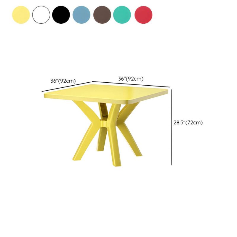 Dimension of Modern Geometric Courtyard Table Plastic Frame Waterproof Outdoor Table - Table Only Square Coffee