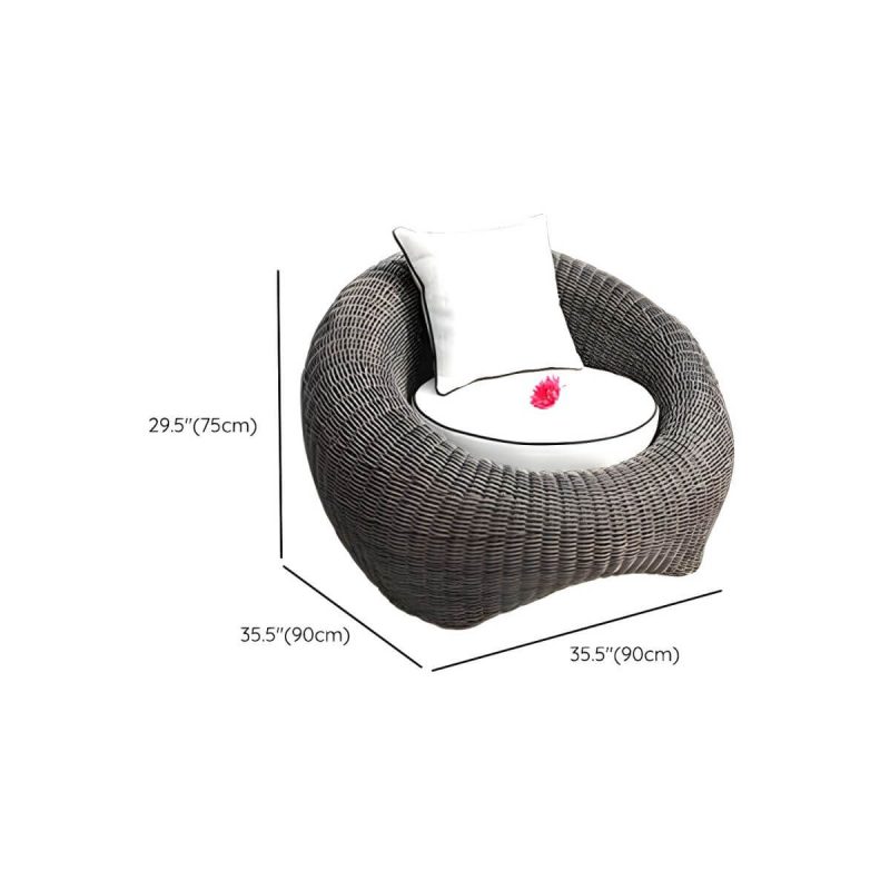 Dimension of Glass Coffee Table Included Courtyard Sofas Rattan Weaving Modern in Grey - 3-Piece Set(2 Chairs & 1 Coffee Table)