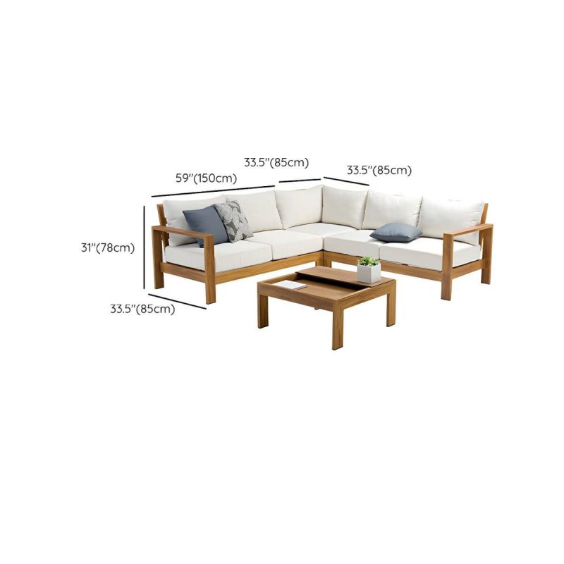 Dimension of White Comfortable Cushion Included Courtyard Sofa Metal Frame for Outdoor - 4pc(Corner Chair&Left Arm Loveseat&Right Arm Loveseat&Tea Table)