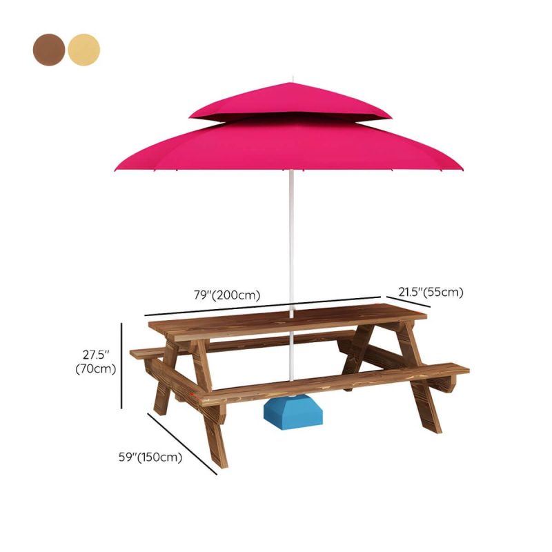 Dimension of Farmhouse Solid Wood Picnic Table Rectangle Picnic Table without Umbrella - Wood Color 79"L x 22"W x 28"H Table Only