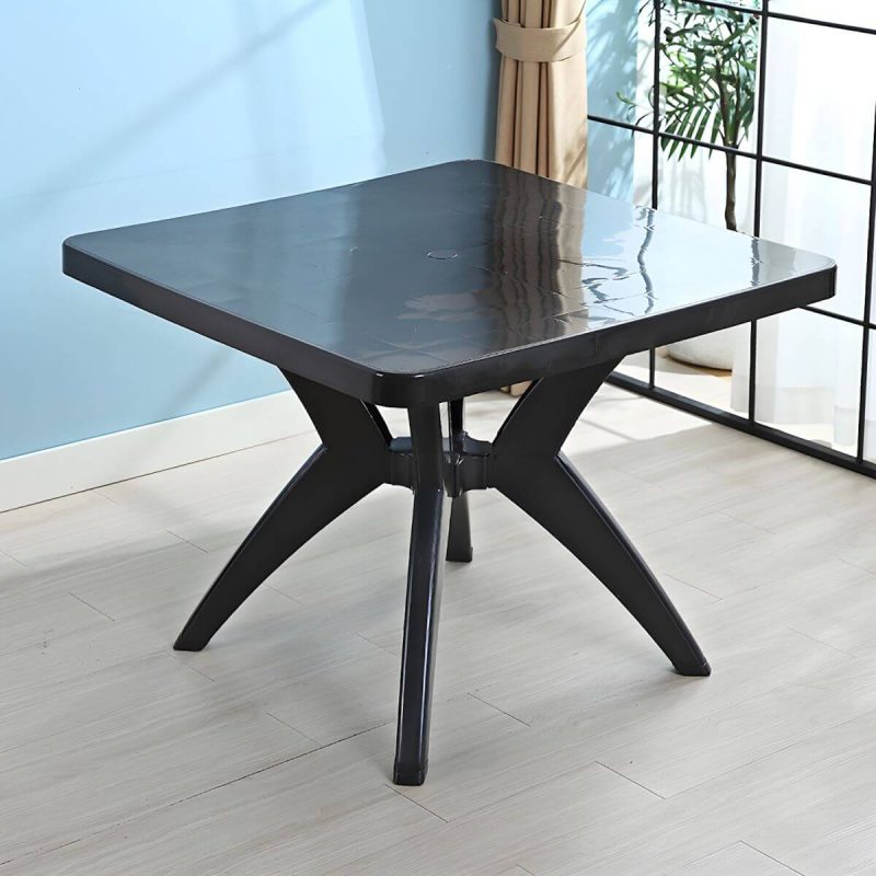 Moderner geometrischer WeCourtyard Tisch Kunststoffrahmen wasserdichter Außentisch - Nur Tisch Quadratisch Schwarz