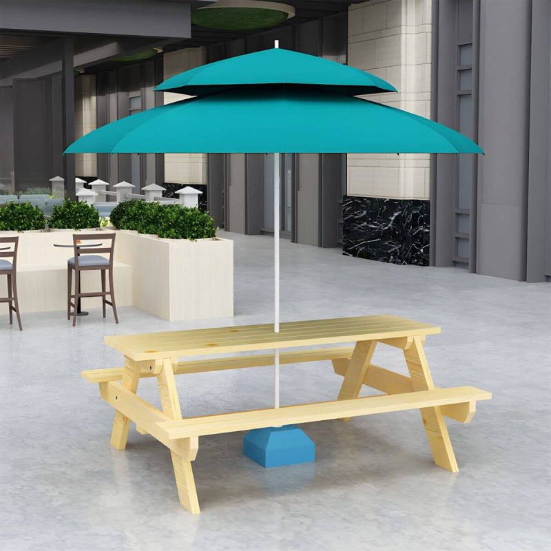 Farmhouse Solid Wood Picnic Table Rectangle Picnic Table ohne Schirm - Braun 87"L x 22"B x 28"H Nur Tisch