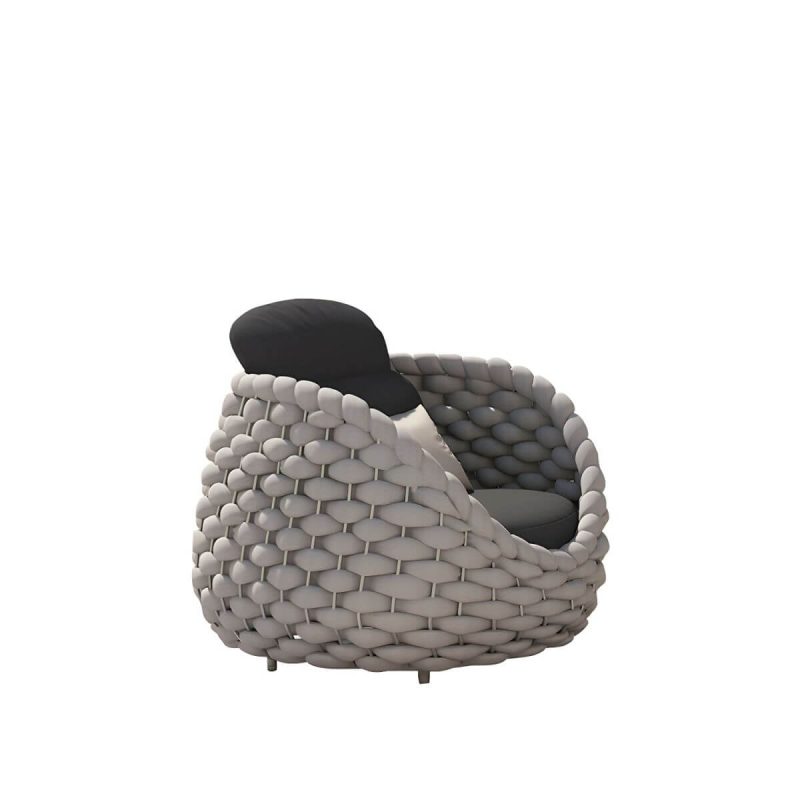 Steintisch-Couchtisch inklusive WeCourtyard Sofa Kombination Seilflechtarbeit in Grau - 1-Sitzer Sofa