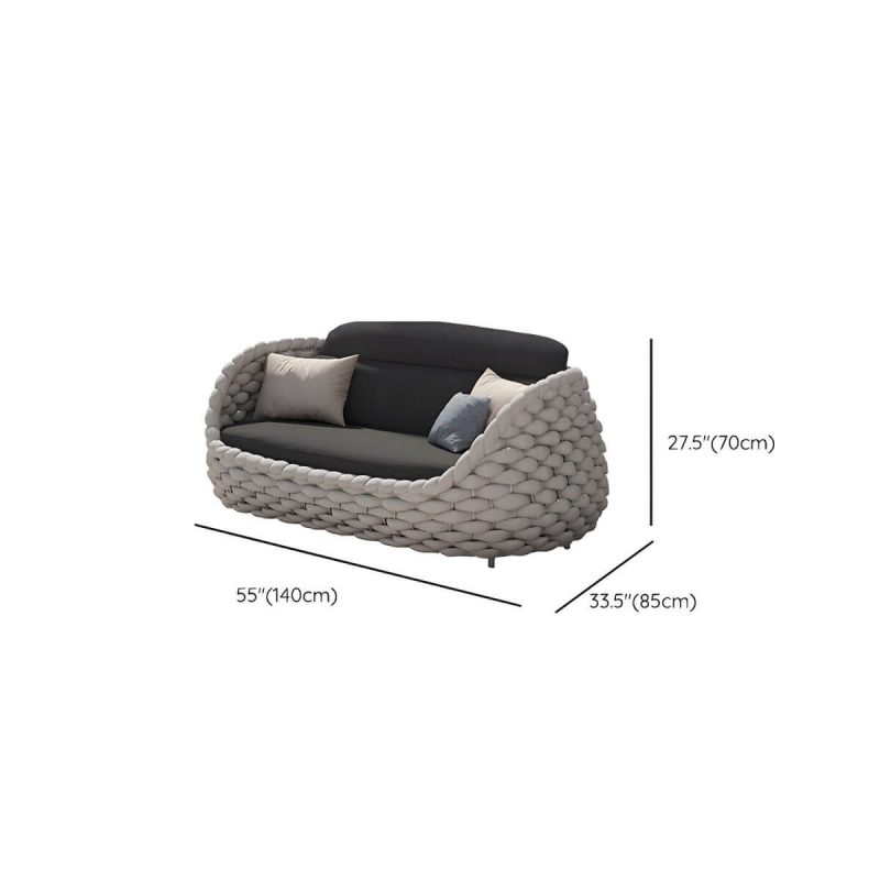 Dimension of Stone Tabletop Coffee Table Included Courtyard Sofa Combination Rope Weaving in Grey - Loveseat
