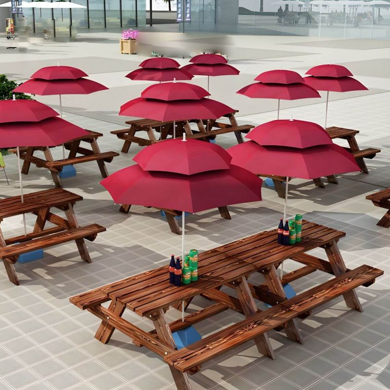 Farmhouse Solid Wood Picnic Table Rectangle Picnic Table ohne Schirm - Braun 51"L x 22"B x 28"H Nur Tisch