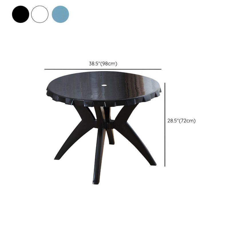 Dimension of Modern Geometric Courtyard Table Plastic Frame Waterproof Outdoor Table - Table Only Round Blue