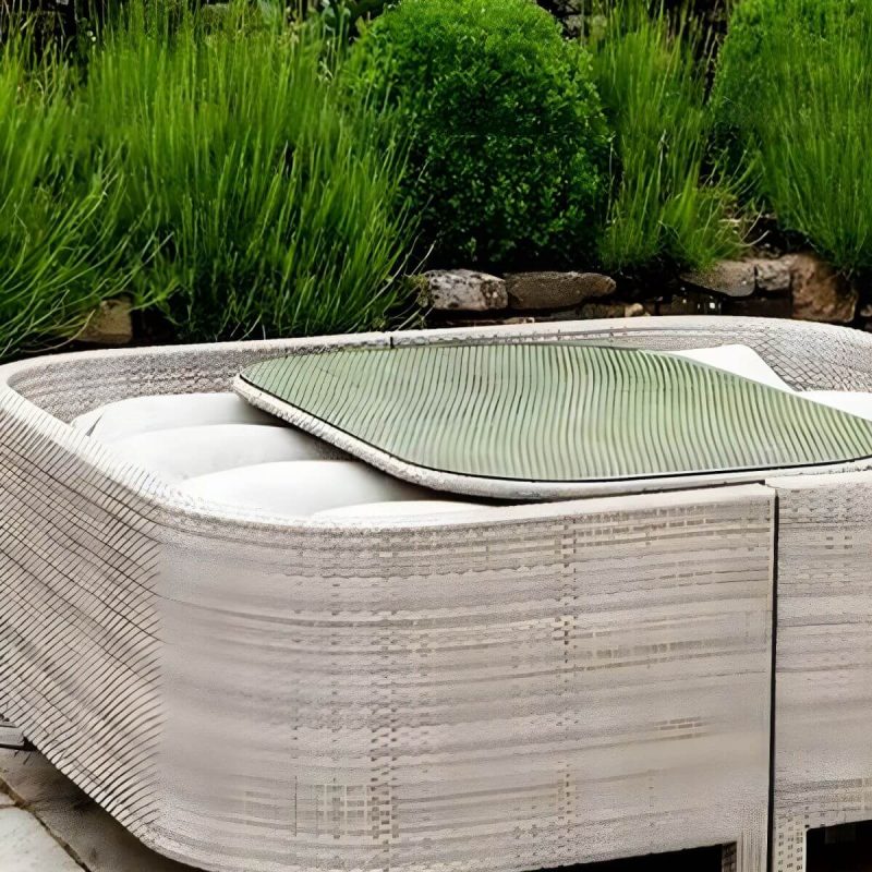 Rattan Flechtwerk Courtyard Sofa Kombination Hellgrau mit Glas-Couchtisch - 3-teiliges Set (2 Loveseats & Couchtisch)