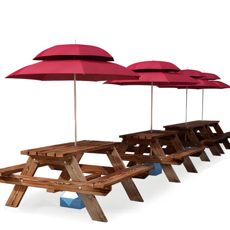 Farmhouse Solid Wood Picnic Table Rectangle Picnic Table ohne Schirm - Braun 87"L x 22"B x 28"H Nur Tisch
