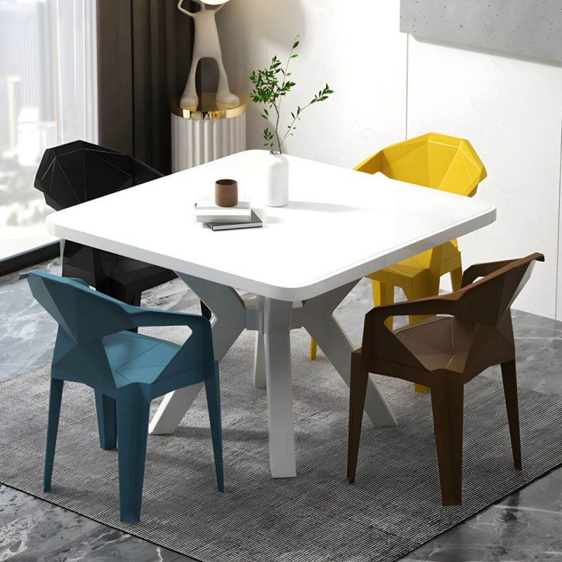 Moderner geometrischer WeCourtyard Tisch Kunststoffrahmen wasserdichter Außentisch - Nur Tisch Quadratisch Blau