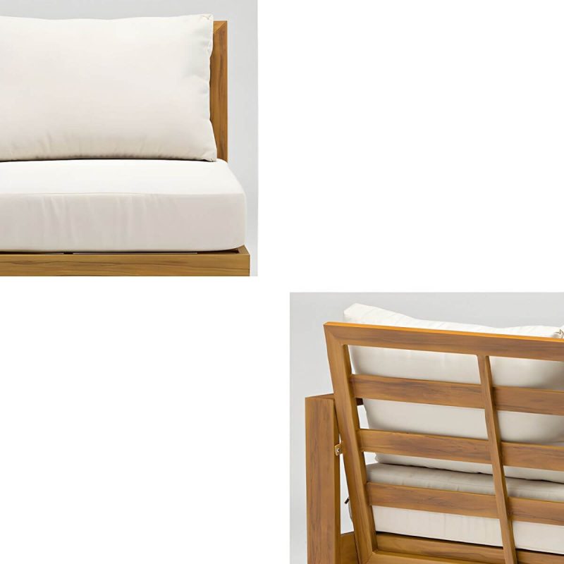 Weißes bequemes Kissen inbegriffen Courtyard Sofa Metallgestell für draußen - 4-teilig(Ecksessel&Linksarmige Loveseat&Rechtsarmige Loveseat&Teetisch)