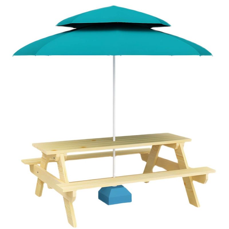 Farmhouse Solid Wood Picnic Table Rectangle Picnic Table ohne Schirm - Holzfarbe 87"L x 22"B x 28"H Nur Tisch