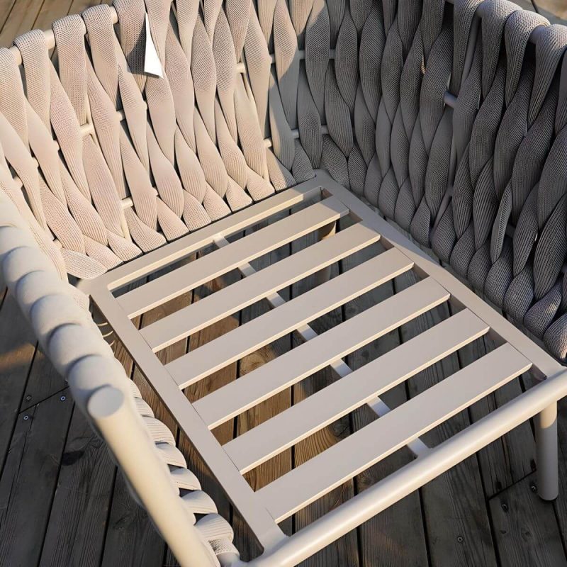 Seilgeflochtener moderner Patio-Sofa-Kombination wasserdicht mit Metallrahmen - 3-teiliges Set (1 Stuhl & 1 3-Personen-Sofa & 1 Couchtisch)
