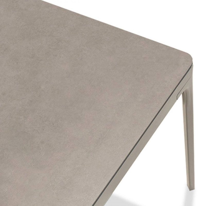 Moderner taubengrauer Stahlrahmen quadratischer Outdoor-Esstisch, 27,6"L x 27,6"B x 29,5"H, ohne Stühle