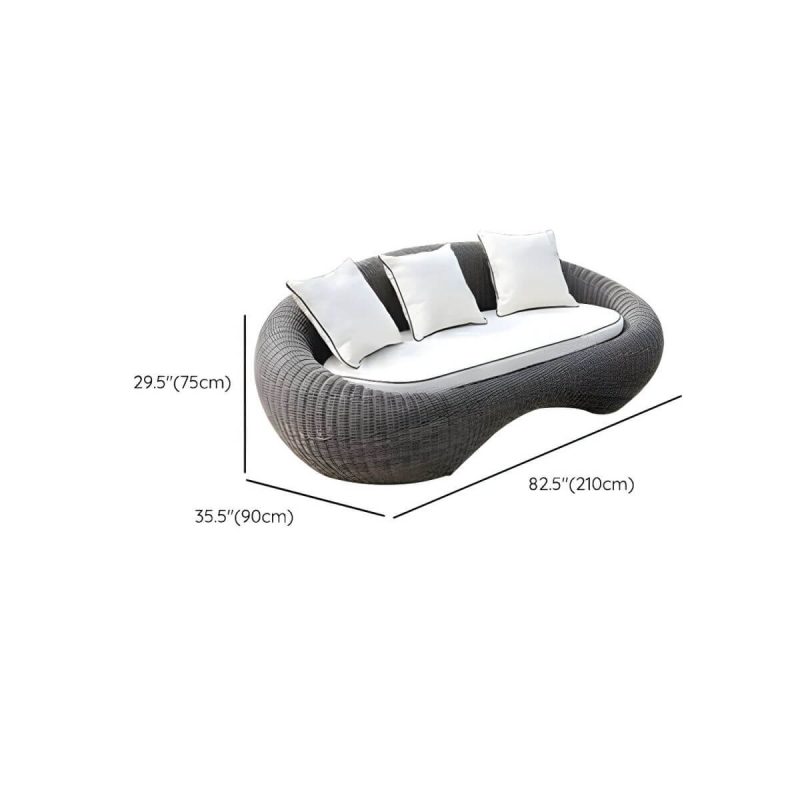Dimension of Glass Coffee Table Included Courtyard Sofas Rattan Weaving Modern in Grey - 4-Piece Set(2 Chairs & 1 3-person Sofa & 1 Coffee Table)