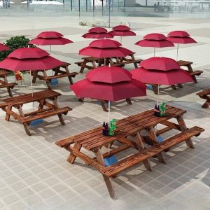 Modisches Holz Sepia Outdoor-Picknicktisch, Braun, 71"L x 59"B x 28"H