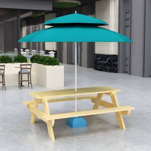 Farmhouse Solid Wood Picnic Table Rectangle Picnic Table ohne Schirm - Braun 87"L x 22"B x 28"H Nur Tisch