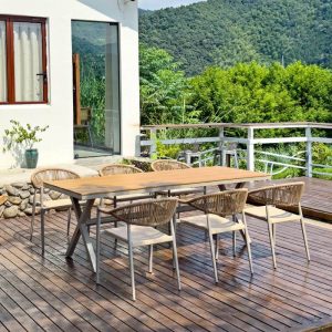 Trendy Tan Timber Rechteckiger Outdoor-Esstisch, Sonnengeschützt, 70,9"L x 35,5"B x 28,9"H, Ohne Stühle