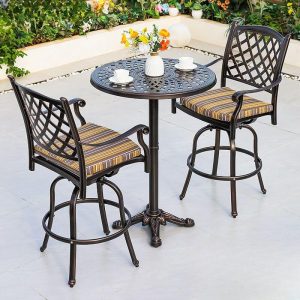 Moderner Outdoor-Bar-Tisch aus Aluminium mit gerundetem Tintenrahmen, ohne Stühle