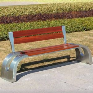 Zeitgenössische Sepia Herstellerholz-Patiobank mit Rückenlehne, 71"L x 18"B x 31"H